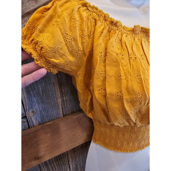 Riley & James XL (juniors) Y2K Mid drift middi summer yellow eyelet sunflower - Picture 7 of 9